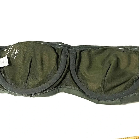 Athleta Womens 32 B/C Bikini Top Bandaeu Green Underwire Strapless Padded Molded - Picture 7 of 9